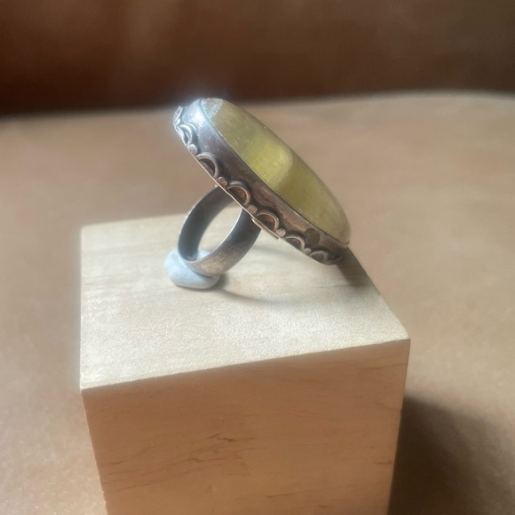 Vintage stone 925 marked sterling silver ring yellow - Picture 4 of 8